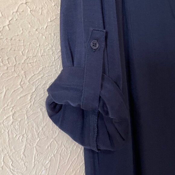 Pleione Navy Blue mixed media tunic top, Size L - Picture 3 of 4